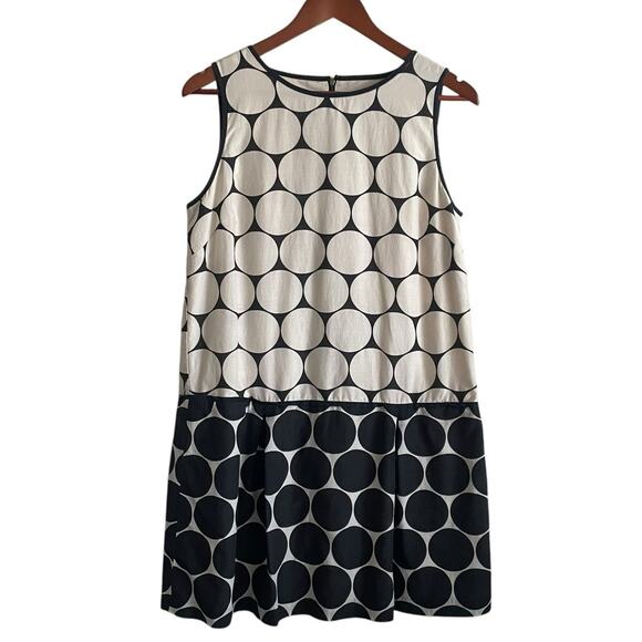 Loft Women Mini Dress 12P Cotton Silk Large Dot Drop Waist  Quiet‎ Luxury Girly - Picture 1 of 11